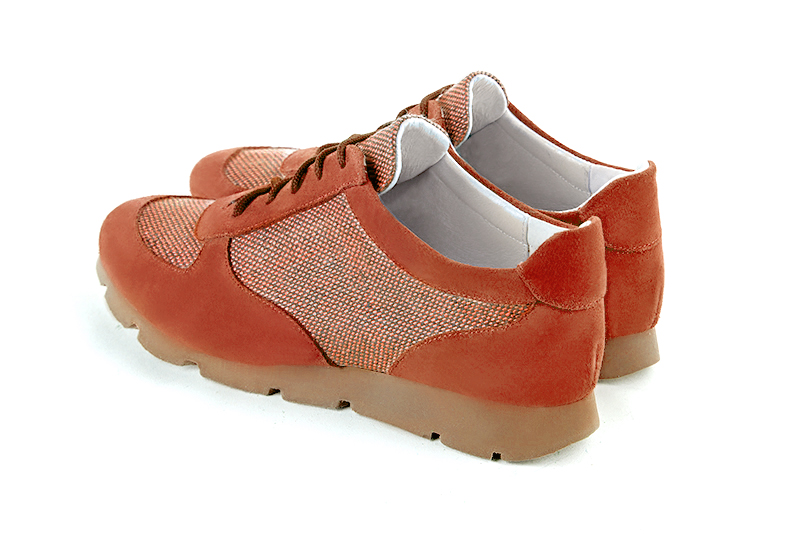 Terracotta orange women's elegant sneakers.. Rear view - Florence KOOIJMAN